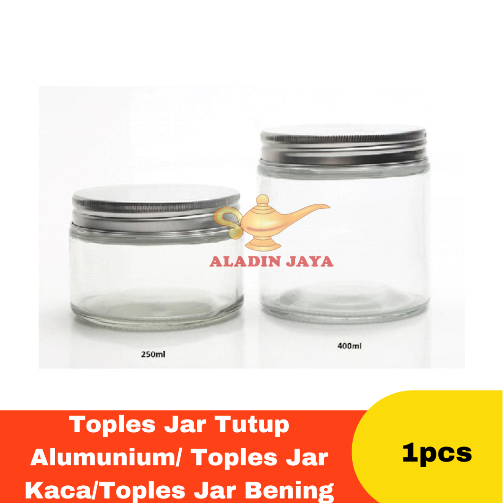 Toples Jar Tutup Alumunium/ Toples Jar Kaca/Toples Jar Bening