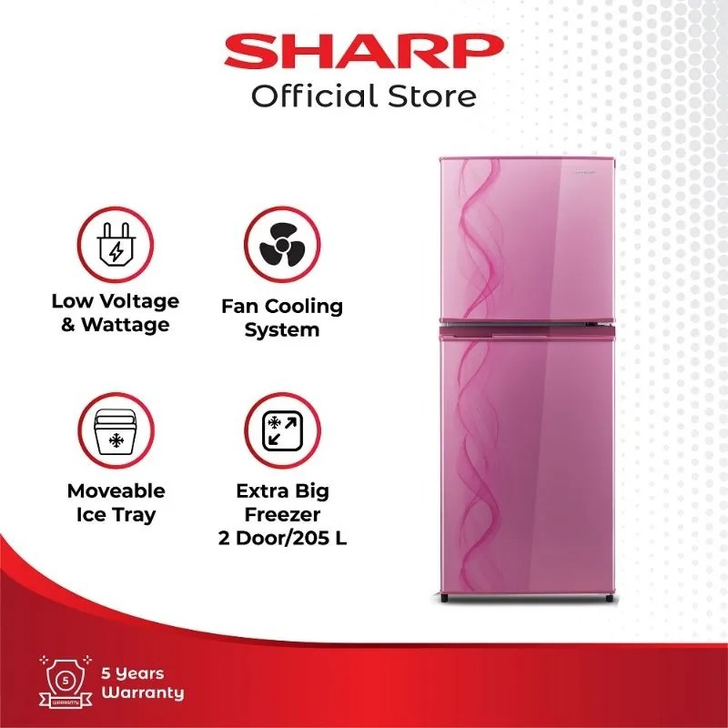 LEMARI ES SHARP SJ 237ND AP / SHARP KULKAS 2 PINTU KIREI SERIES SJ 237ND AP PINK