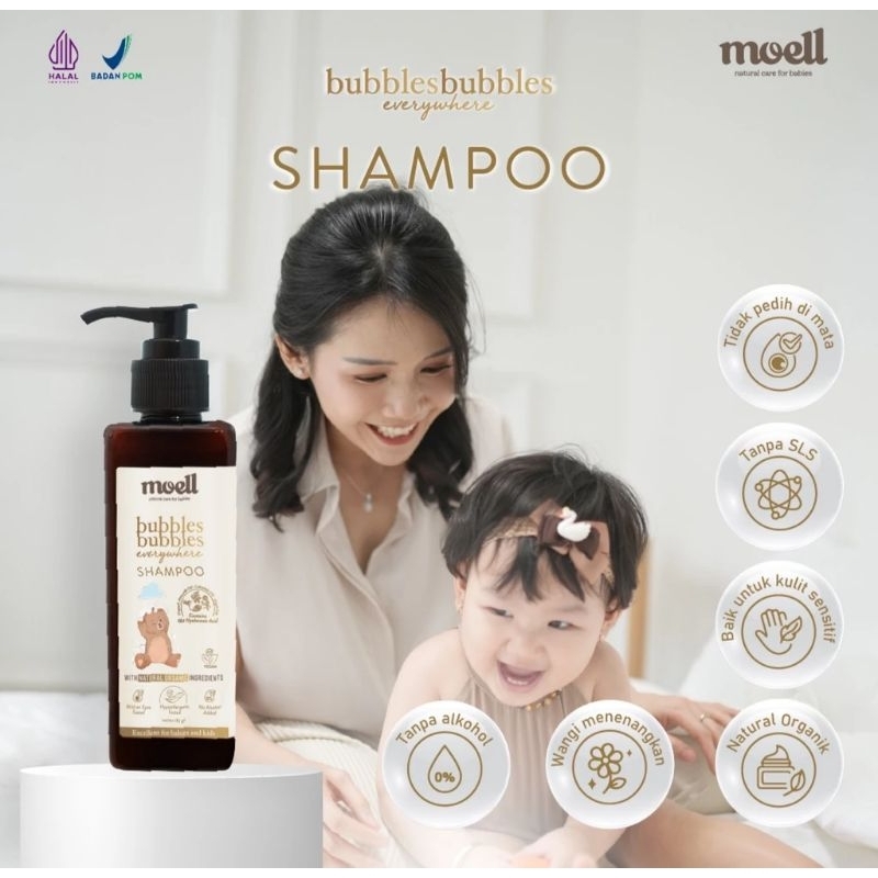 MOELL Shampo Bayi 185g - Bubbles Bubbles Everywhere Shampo - Shampo Bayi & Anak