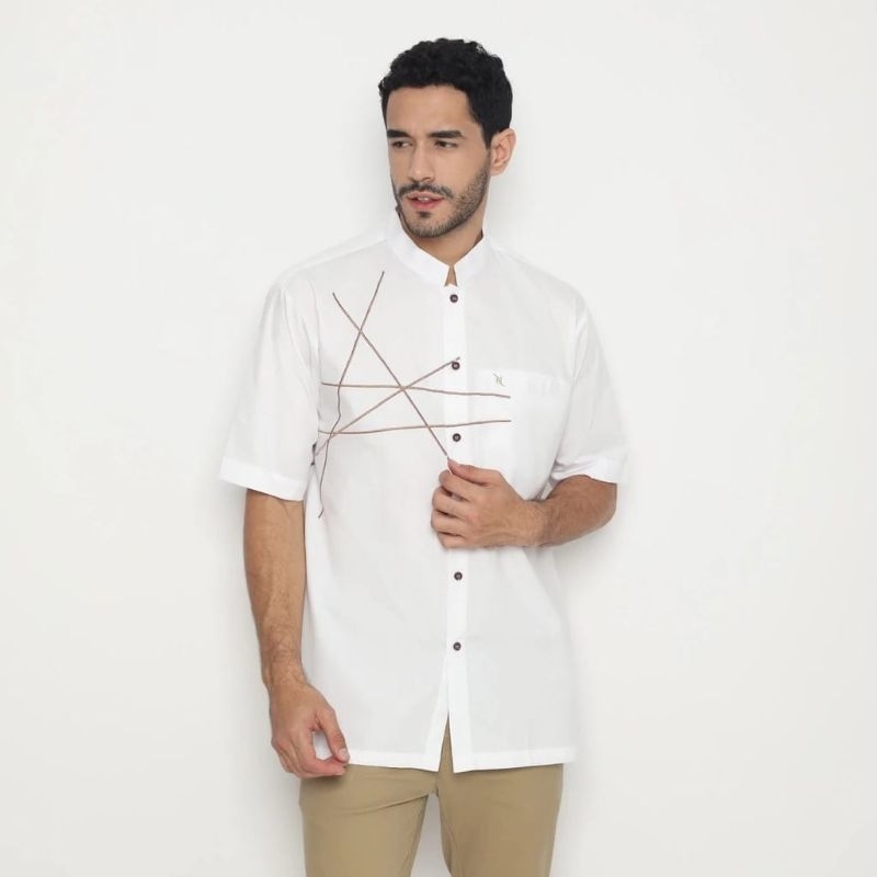 baju koko nizar NX 4 A putih lengan pendek nizar bordir