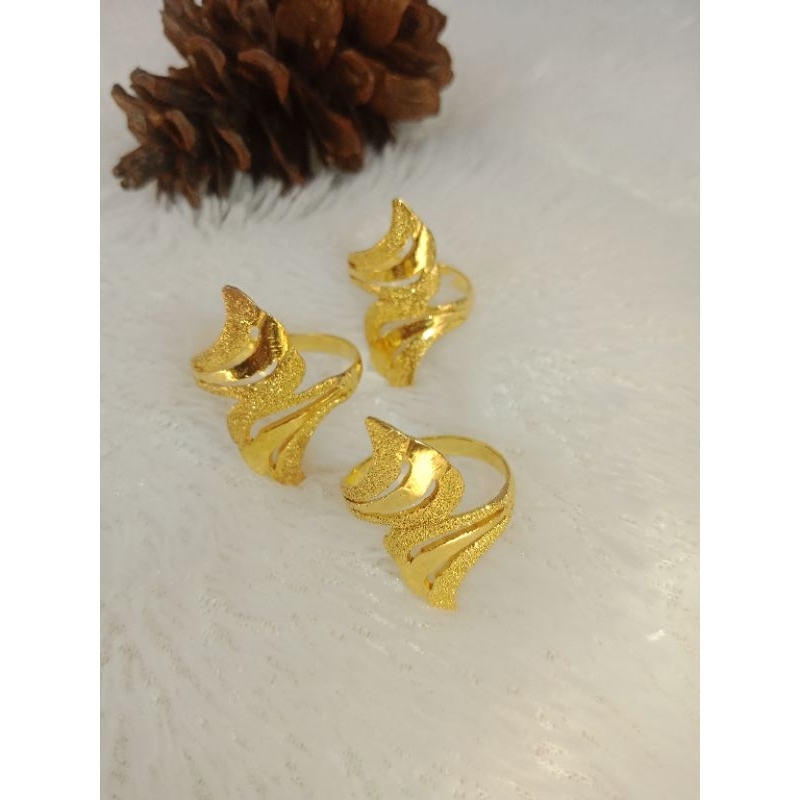 Cincin S model sayap bahan lapis mas penang