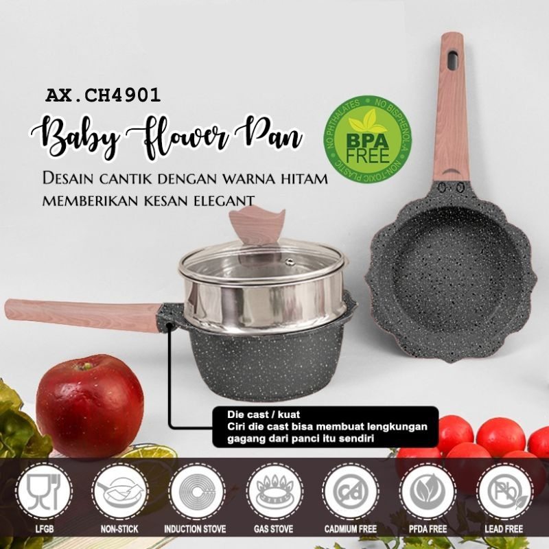 panci set MPASI gohappy sakura peralatan cooking bayi - baby pink, packing extra