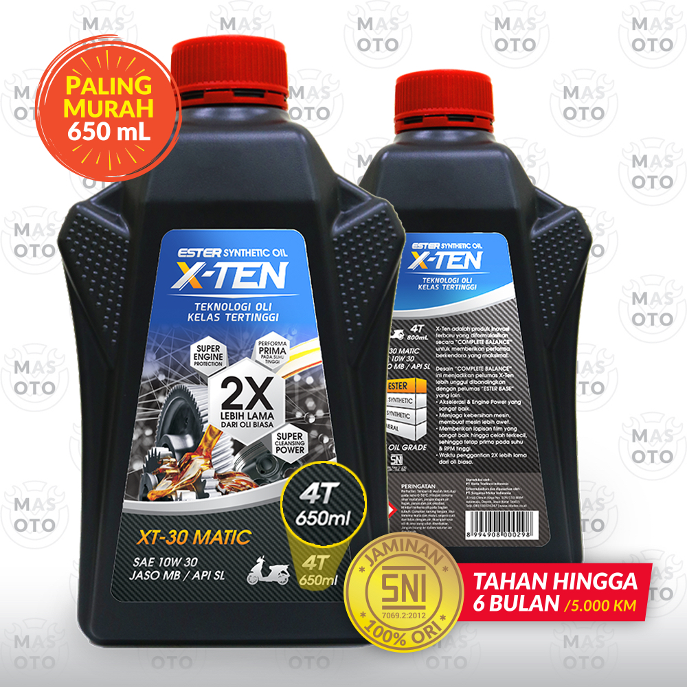 Oli Motor Matic Honda Beat, Scoopy, Genio - X-TEN XT-30 Matic 10W-30 (0.65L)