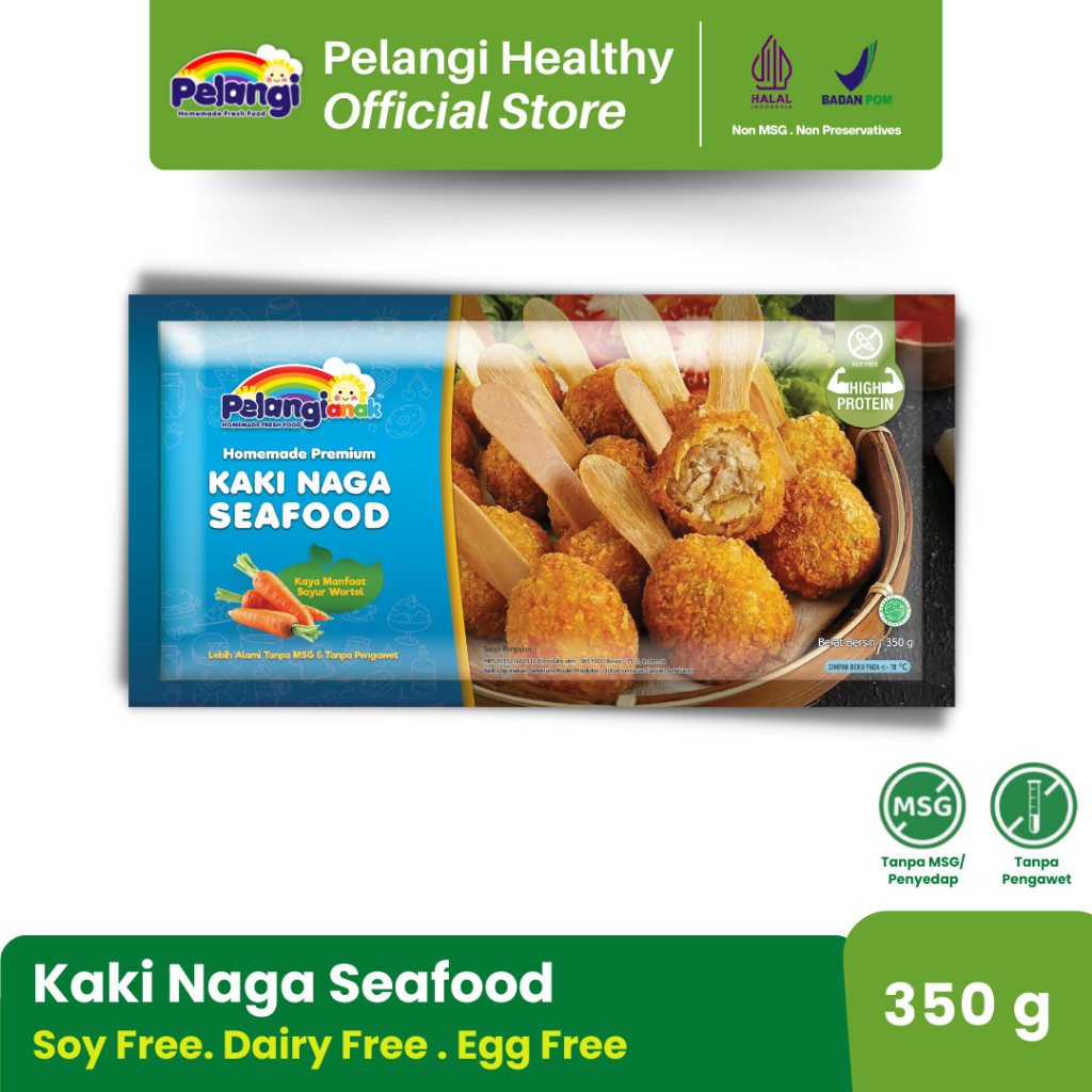 

PELANGI Kaki Naga Seafood Plus Wortel Tanpa MSG Tanpa Pengawet Halal Camilan Sehat MPASI