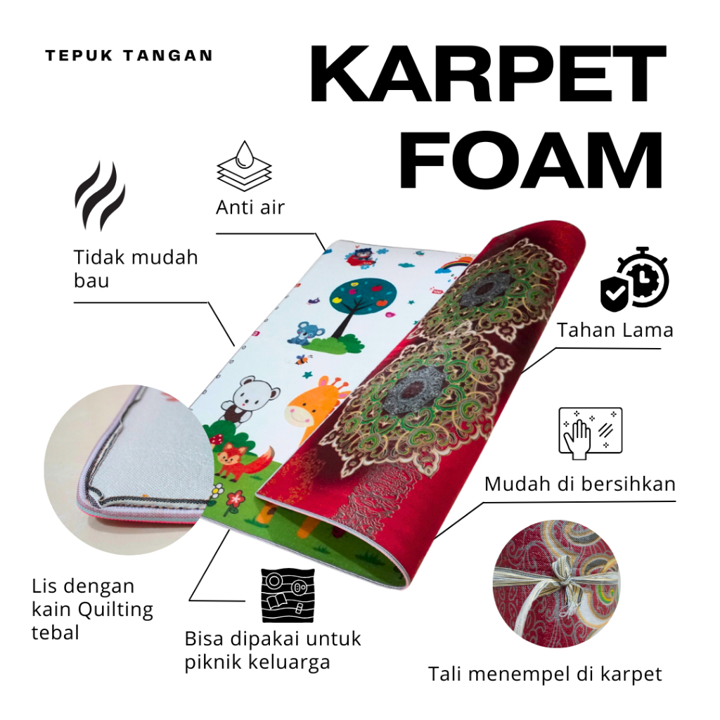 KARPET FOAM JUMBO BOLAK BALIK 180x200cm Tebal 6mm / Tikar Karpet Motif Karakter / Tikar Jumbo Murah