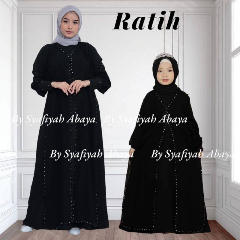 Abaya ratih ibu dan anak Abaya Hitam abaya couple ibu dan anak Fashion Muslim Gamis Syari Murah Terbaru Dress kekinian