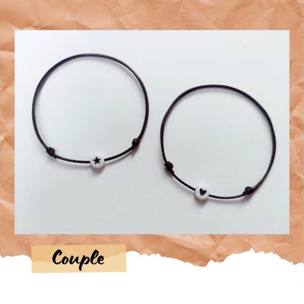 2pcs 1set GELANG COUPLE TANPA INISIAL GELANG MAGNET BANDUL BENTUK HATI DAN BINTANG