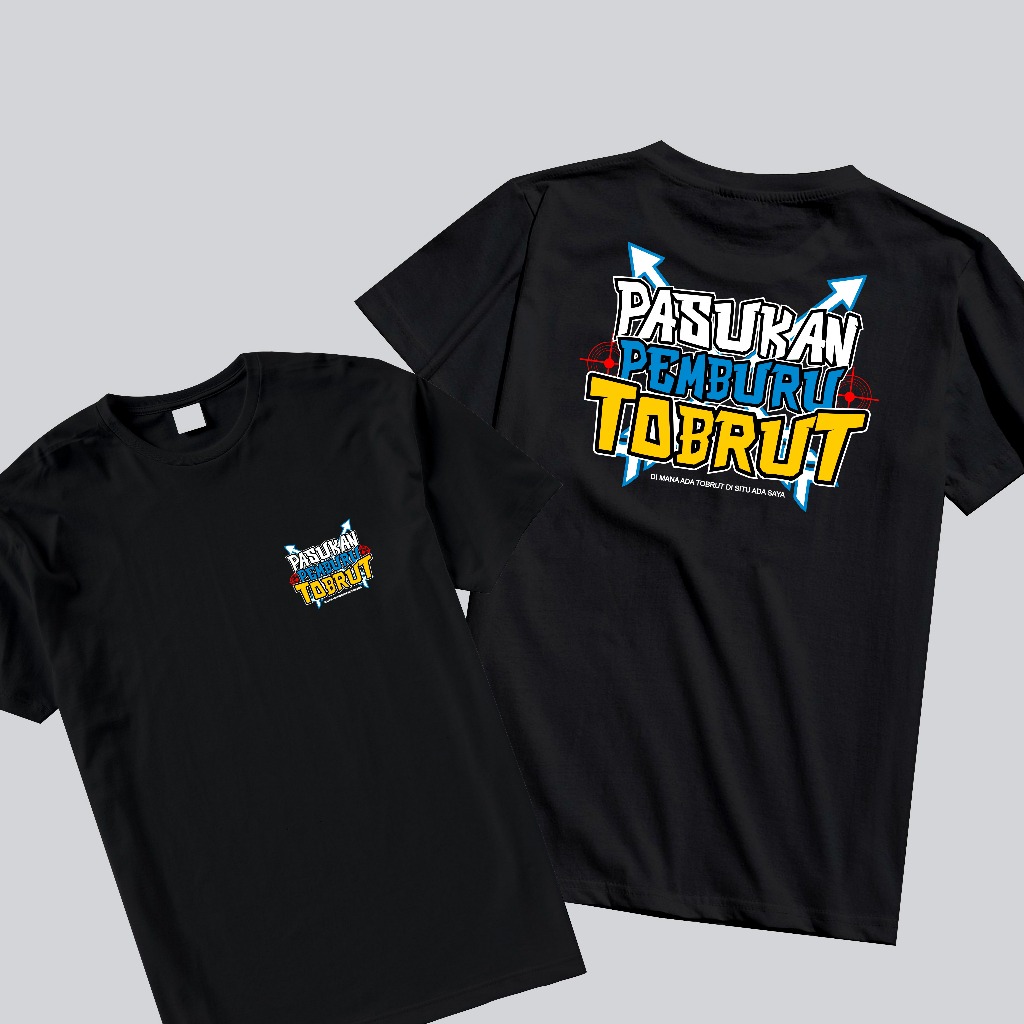 KAOS PASUKAN PEMBURU TOBRUT BAHAN COTTON COMBED 30S HITAM