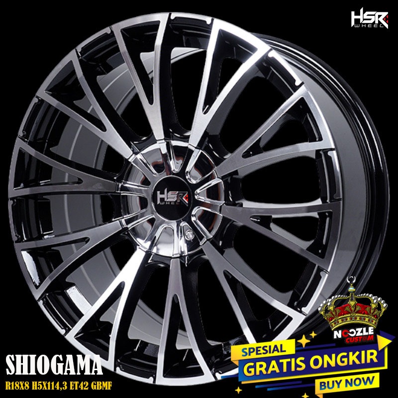 Velg Mobil HSR Ring 18 Lubang 5 HSR Type SHIOGAMA Pelek Racing R18 Baut 5 Lebar 8 Rata