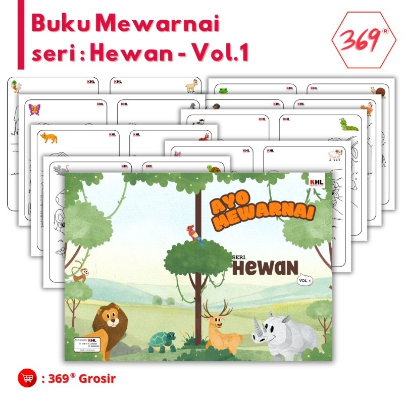 

369 - Buku Edukasi Mewarnai Anak TK SD Paud - Seri Hewan - A5 - 16 Bahasa Motorik Sensorik Anak