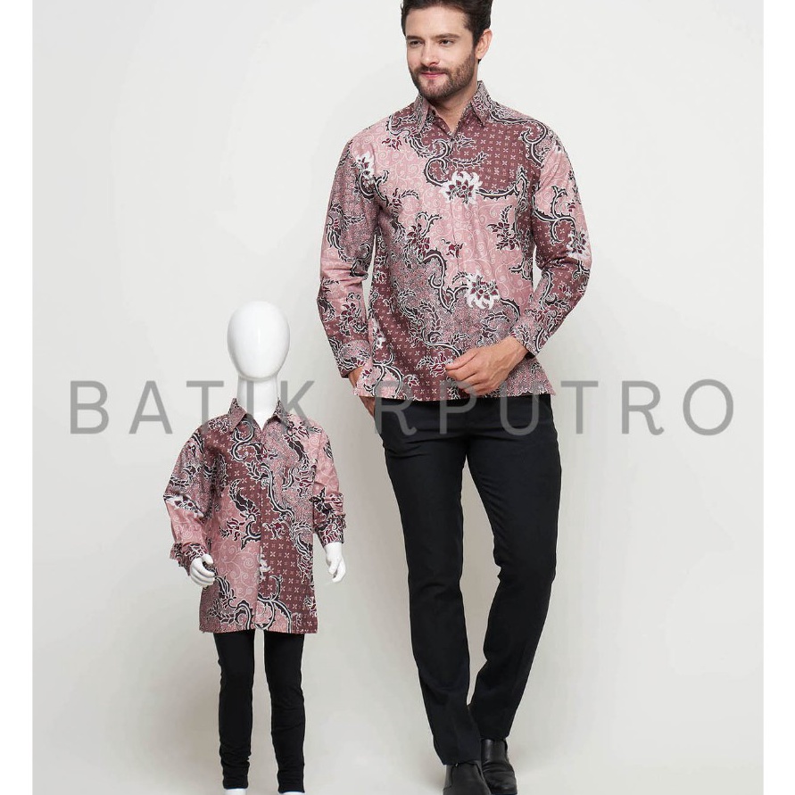 HOT SALE Kemeja Batik Pria Couple Ayah Anak Pink Salem Batik Pria Pink Kemeja Batik Pink Kemeja Bati