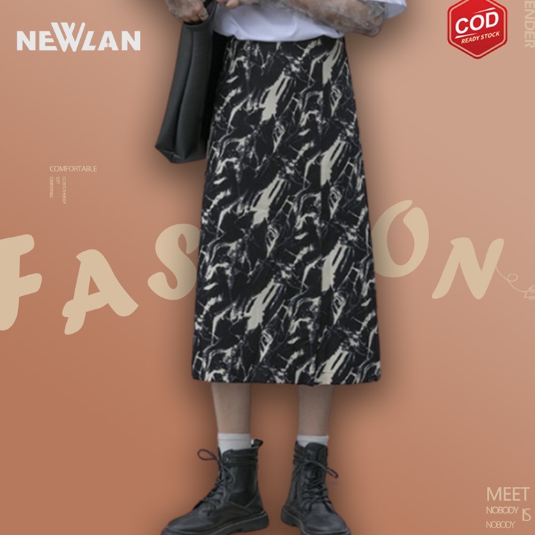 Penjualan Terbanyak Newlan QZ26 Rok Kotak Kotak Panjang Korean Style  Rok Tartan Rok Span Motif Rok 