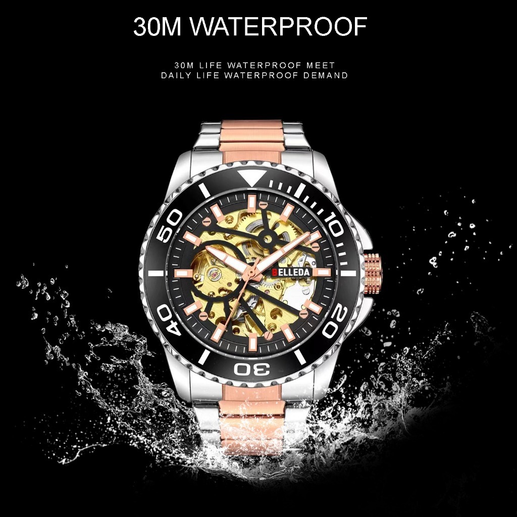 BELLEDA B-9485 ORIGINAL WATER RESISTANT JAM TANGAN PRIA AUTOMATIC