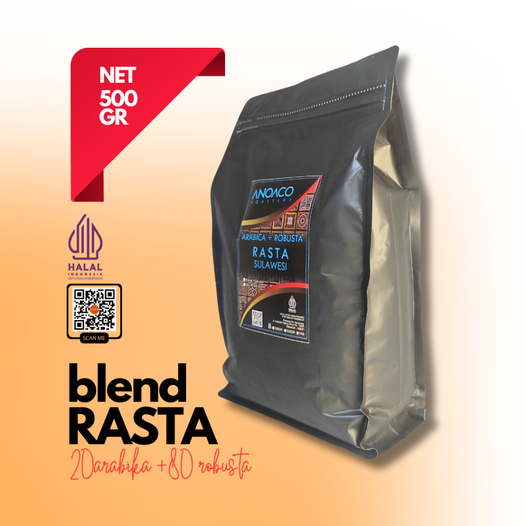 

ANOACO COFFEE ROASTERY KOPI ARABIKA+ROBUSTA RASTA 500GR