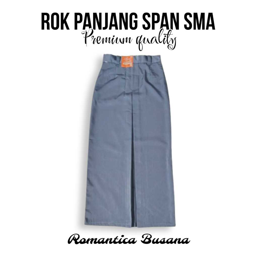 Rok Span Belah Tengah SMA Abu-Abu Panjang | Seragam Sekolah SMA | Rok Sekolah SMA | Rok Span Panjang