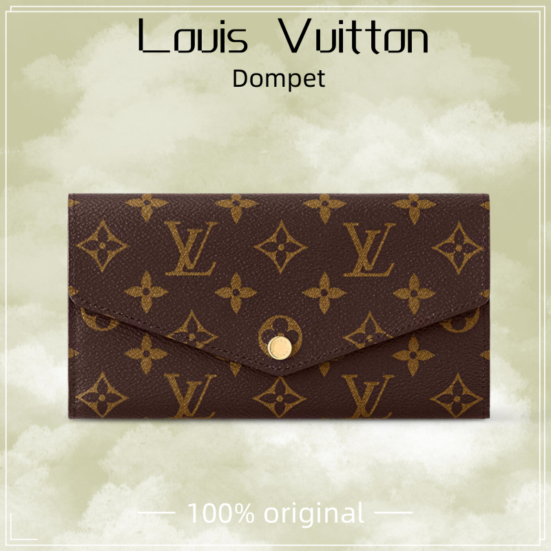 【100% original】LV Louis Vuitton Sarah Dompet wanita /dompet blok warna/Dompet genggam jepret/dompet lv