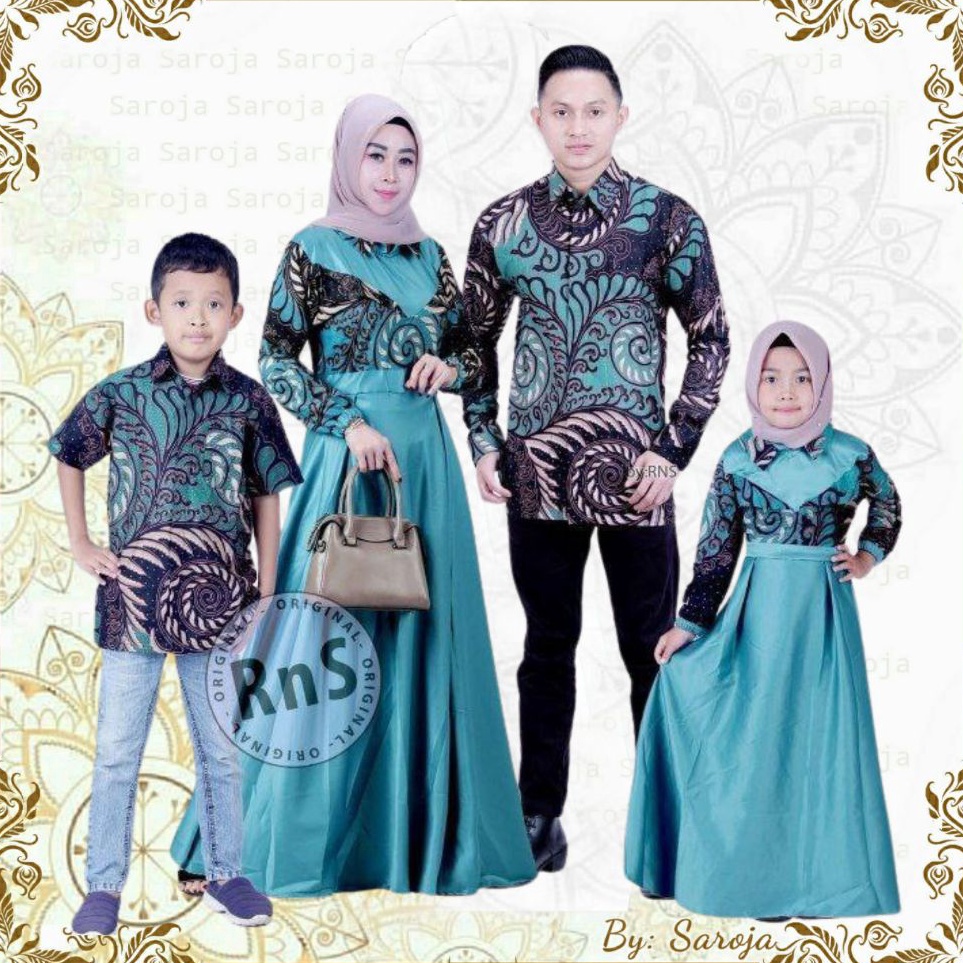 KODE B79Q Couple Keluarga Family Set Gamis Velvet Puser Hijau  Sarimbit Baju Keluarga Lebaran  Coupl