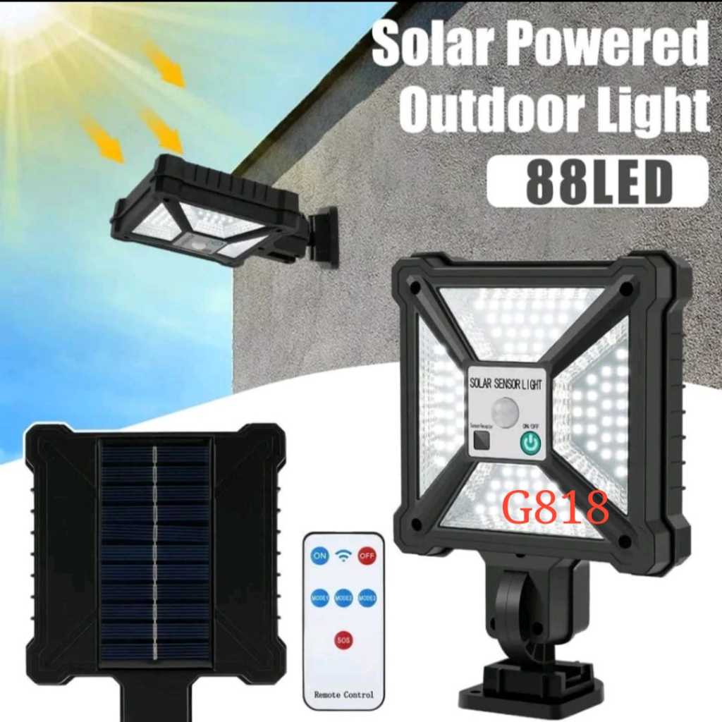 G818 LAMPU OUTDOOR SENSOR STREET LAMPU TENAGA SURYA SENSOR GERAK TAHAN AIR PIR SENSOR GERAK LAMPU DI