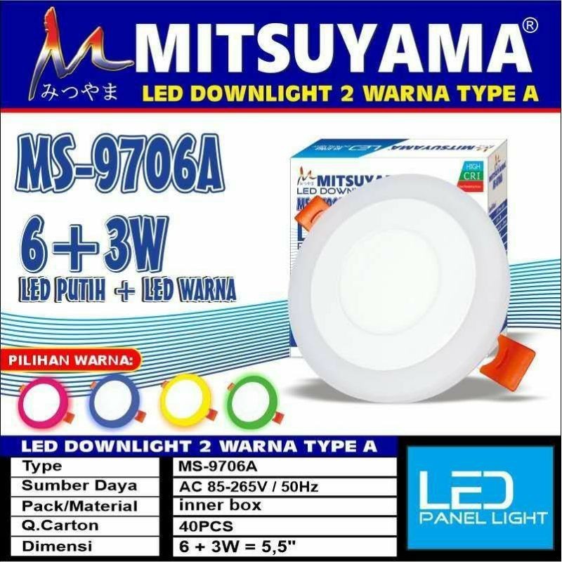 Lampu LED Rata Plafon Lampu Downlight LED Warna Warni Mitsuyama