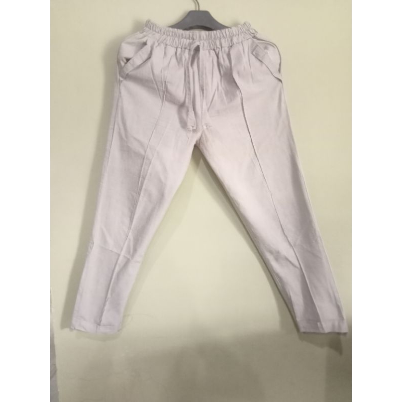 Celana panjang wanita Linen cream