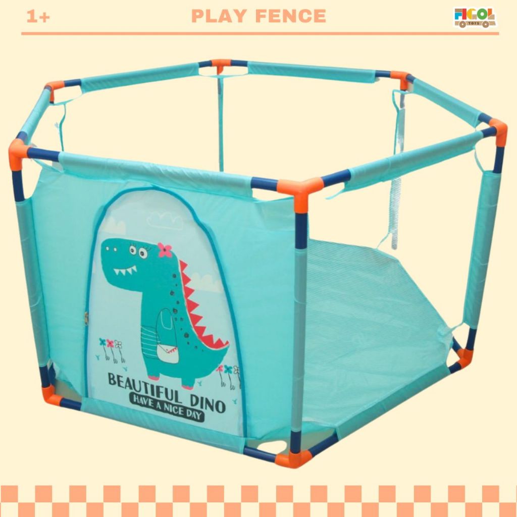 Figoltoys Pagar Bayi Mudah Disimpan Bahan Plastik Hexagon Playfence