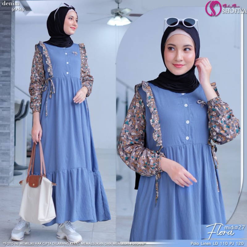 Flora series / flora shofiya / original shofiya / gamis flora / gamis midi / midi shofiya / dress mi