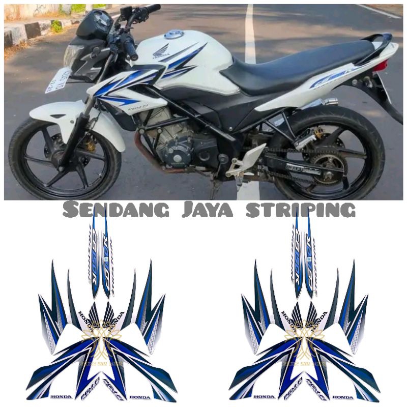 sticker stripping honda cb150r old streetfire 2013 putih biru standar