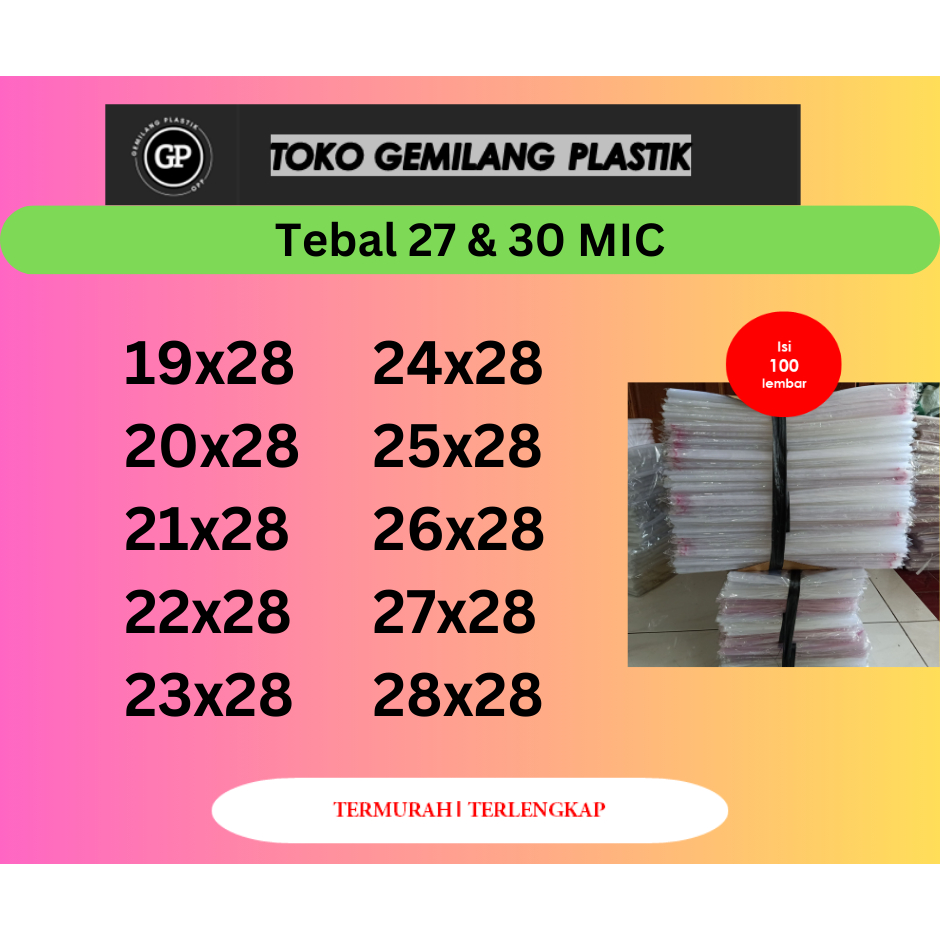 (TEBAL) Plastik OPP Baju / Plastik baju / Plastik Garment / Plastik Roti /19x28 / 20x28 / 21x28 / 22