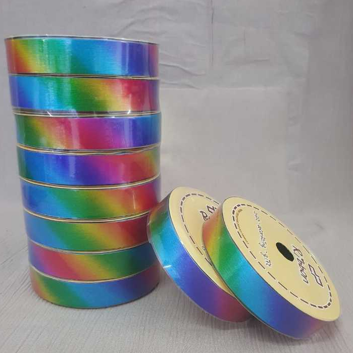 

Pita Kado GLITTER PELANGI 3/4" Pita Jepang 2cm Pita meteran Plastik 18mm RIBBON Kilap Kerlip Metalik Gliter