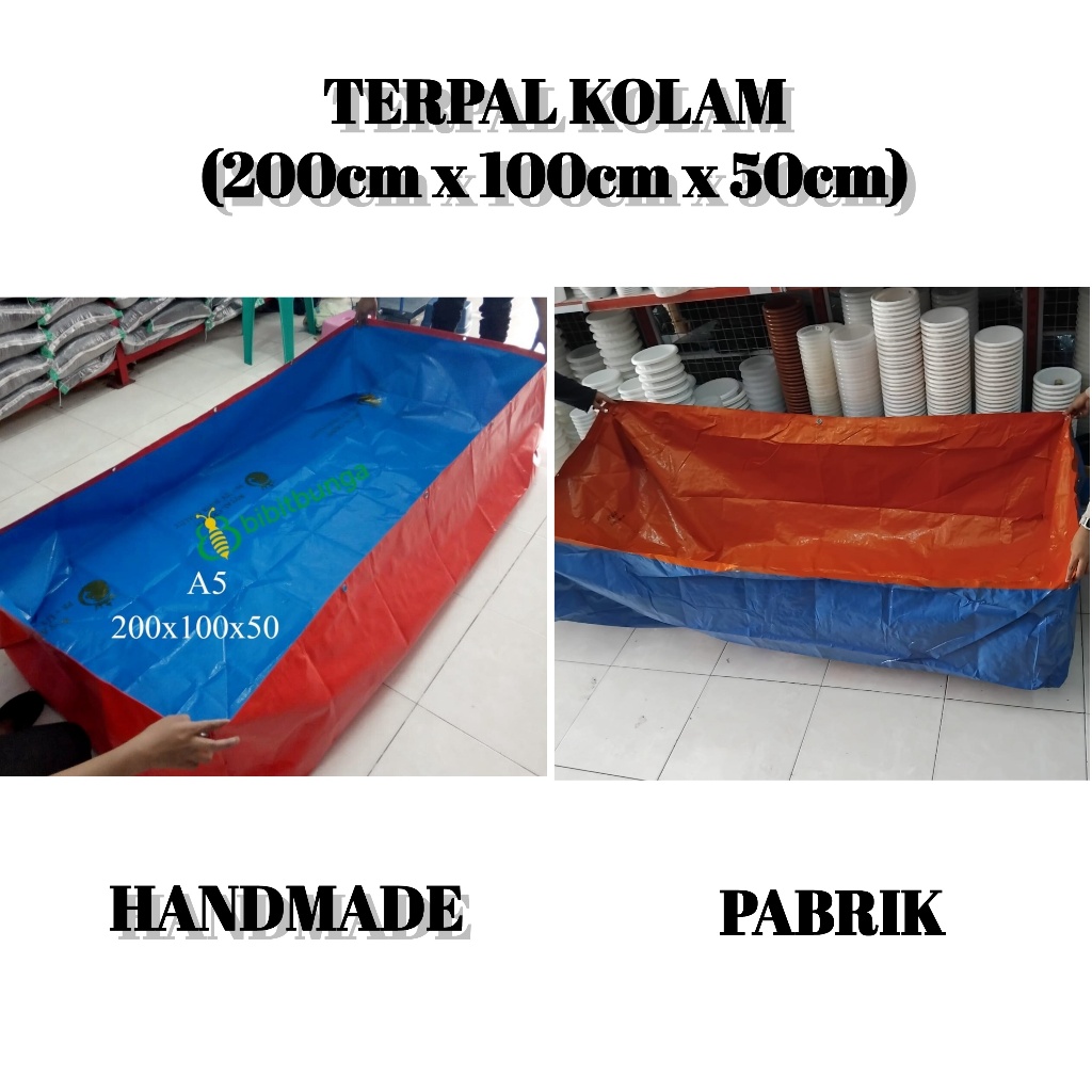 Terpal Plastik Murah Kolam Ikan Lele Kotak Siap Pakai Type A5 Korea Uk 200x100x50 cm