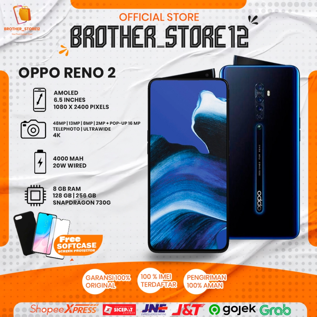Oppo reno 2 sirip hiu second original resmi