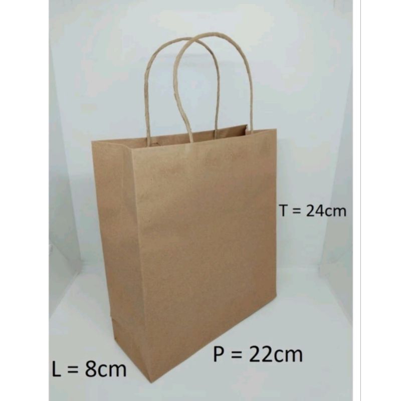 

PAPERBAG KRAFT POLOS OKEY A 10pcs 22X8X24cm Coklat TALI