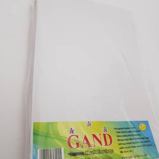 

Amplop Putih Folio 100 gr + Lem/Seal merk GAND