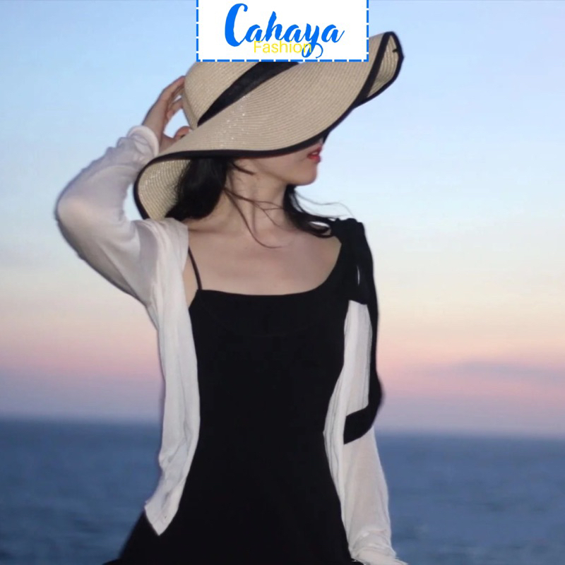 BEST SELLER TOPI PANTAI LEBAR BAHAN RAFFIA PREMIUM LIST HITAM / TOPI PANTAI LEBAR / TOPI PANTAI