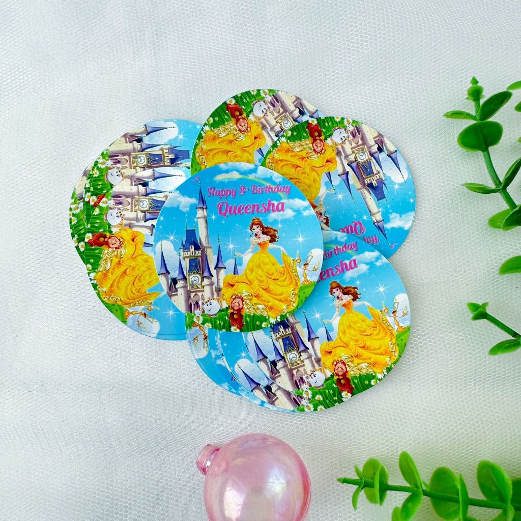 

Princess Belle - Sticker Birthday / Sticker Pudding Birthday / Ulang Tahun