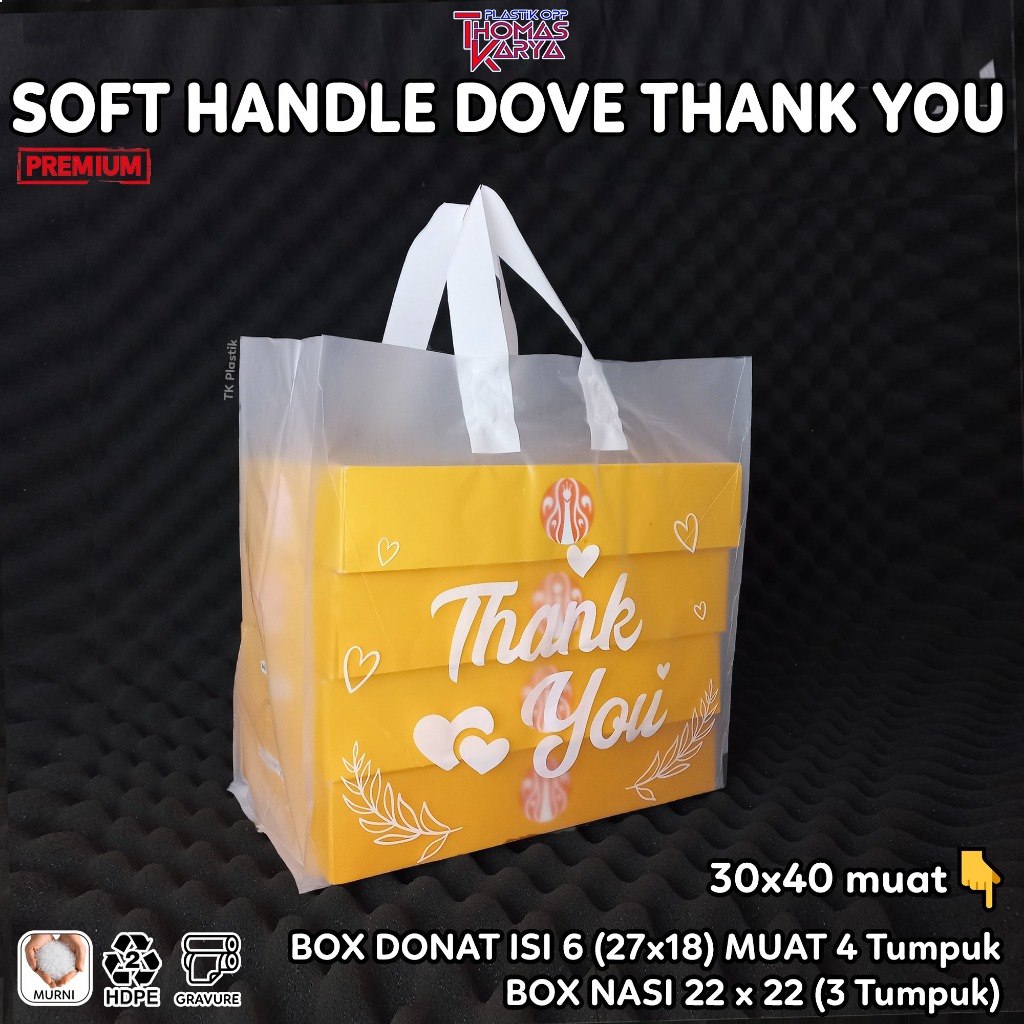 Kantong Plastik Softhandle 30x40 untuk Box Donat Jco isi 6 / Dus Nasi Kotak 22x22