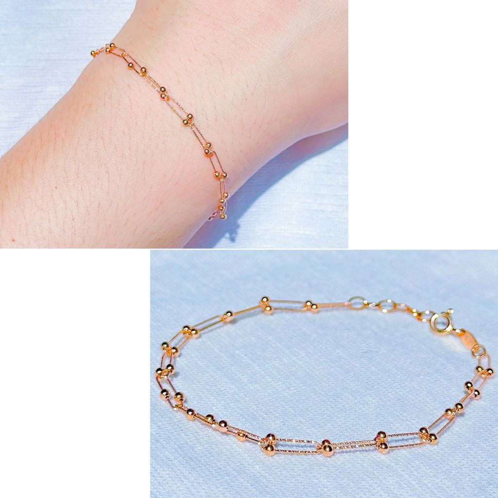Gelang tangan anak dan dewasa emas asli kadar 17k 750 rosegold tiff branded rantai korea