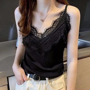 Termurah COD Tanktop Tank top wanita renda Brukat bahan lembut Korean Style Import B86