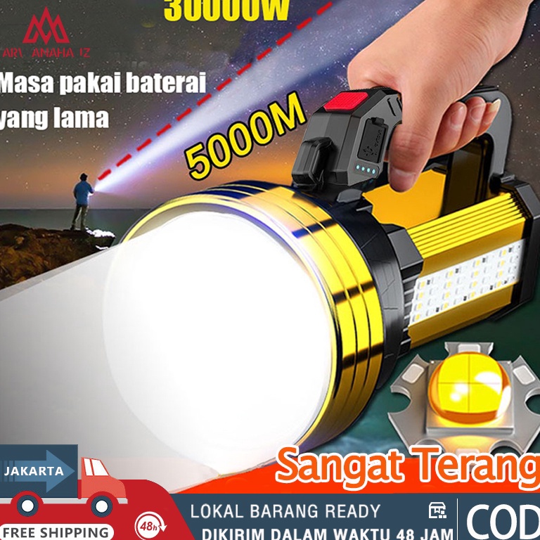 MURAH Senter LED Super Terang Jarak Jauh Senter Camping Jumbo Multifungsi Waterproof Power 8 Lumens 