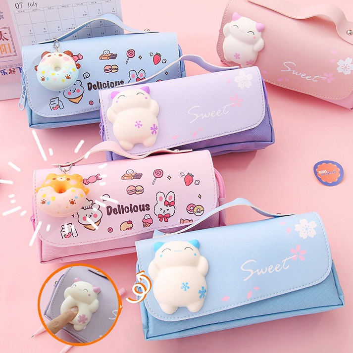 

Kotak pensil dekompresi perempuan lucu lembut lucu anakanak siswa sekolah dasar berkapasitas besar dengan dekompresi multifungsi gadis super imut jantung 3D net merah ins pasang siswa sekolah menengah pertama Jepang kecil segar anak lakilaki dan peremp