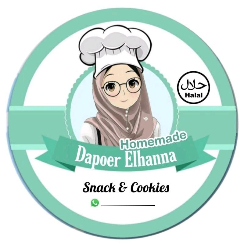 

(MINIMAL ORDER 100 PCS) STIKER PRODUK KEMASAN USAHA MAKANAN, CEMILAN, CATERING MOTIF HIJAU HIJAB