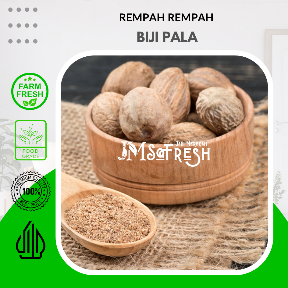 

[JM SoFresh] - Biji Pala / Polo Nutmeg Seed / Lonjong Kering Utuh Masih Ada Kulit