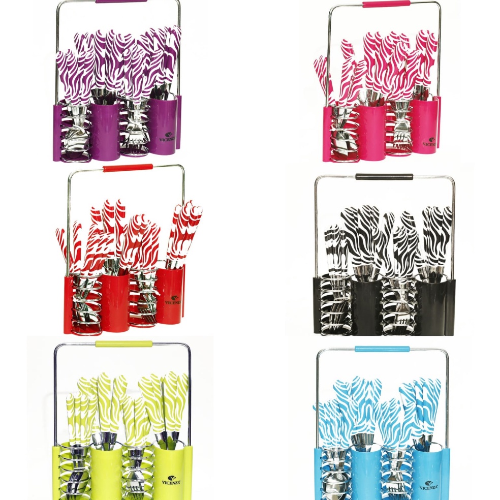 Chekout PROMO VICENZA ORIGINAL v242c sendok dan garpu set motif zebra sendok makan sendok teh stainl