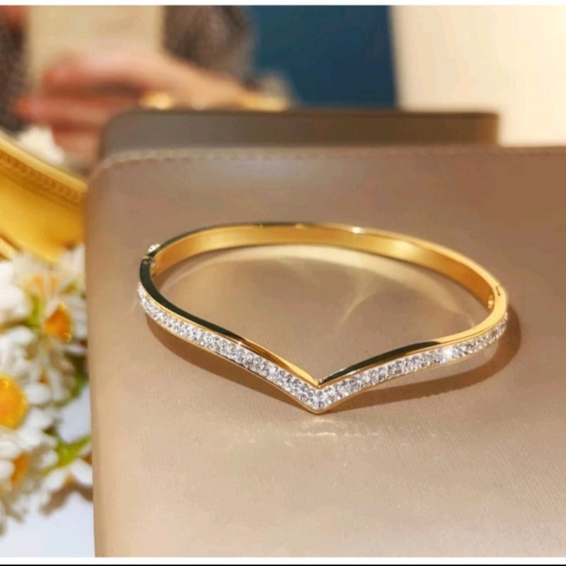 gelang bangle titanium aurel gelang v fuji gelang titanium anti karat