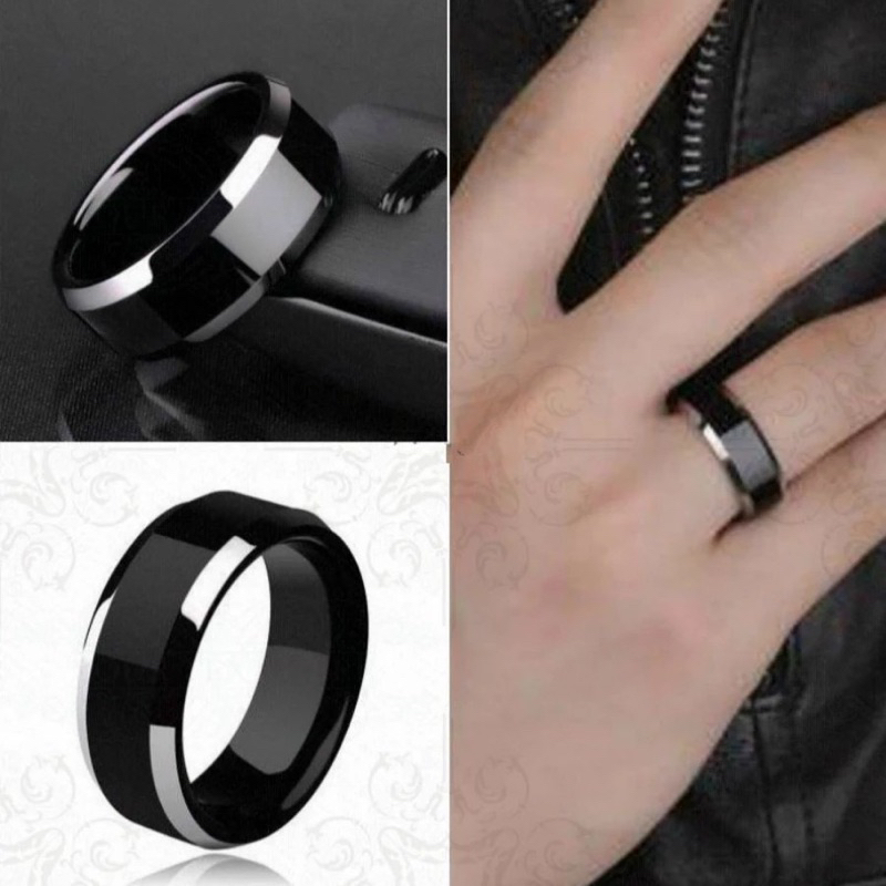 CINCIN TITANIUM HITAM POLOS KUALITAS SUPER ANTI LUNTUR ANTI KARAT / CINCIN PRIA WANITA ANAK COUPLE T