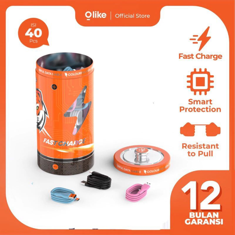 Kabel Data OLIKE [ 30 PCS ] D304M / D304C / D304L Charger Fast Charging IPHONE/MICRO USB/TYPE-C 1M -