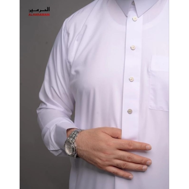 GAMIS JUBAH AL-HARAMAIN KERAH KEMEJA LENGAN MANSET PREMIUM // BAHAN KATUN // HITAM, PUTIH & WARNA