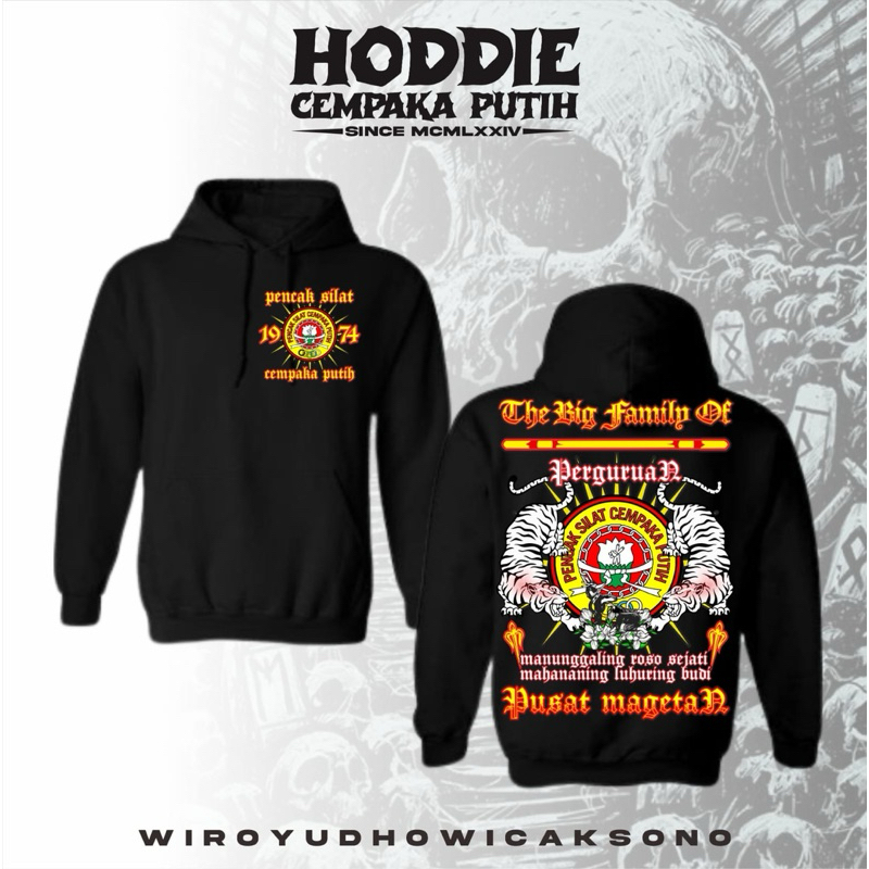 Hoodie Pencak Silat Cempaka Putih Dengan Kualitas Terbaik Bahan Kain Tebal Motif Full Punggung