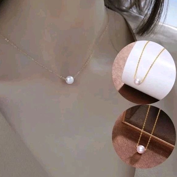 Kalung liontin Mutiara rantai emas simple elegan fashion Korea
