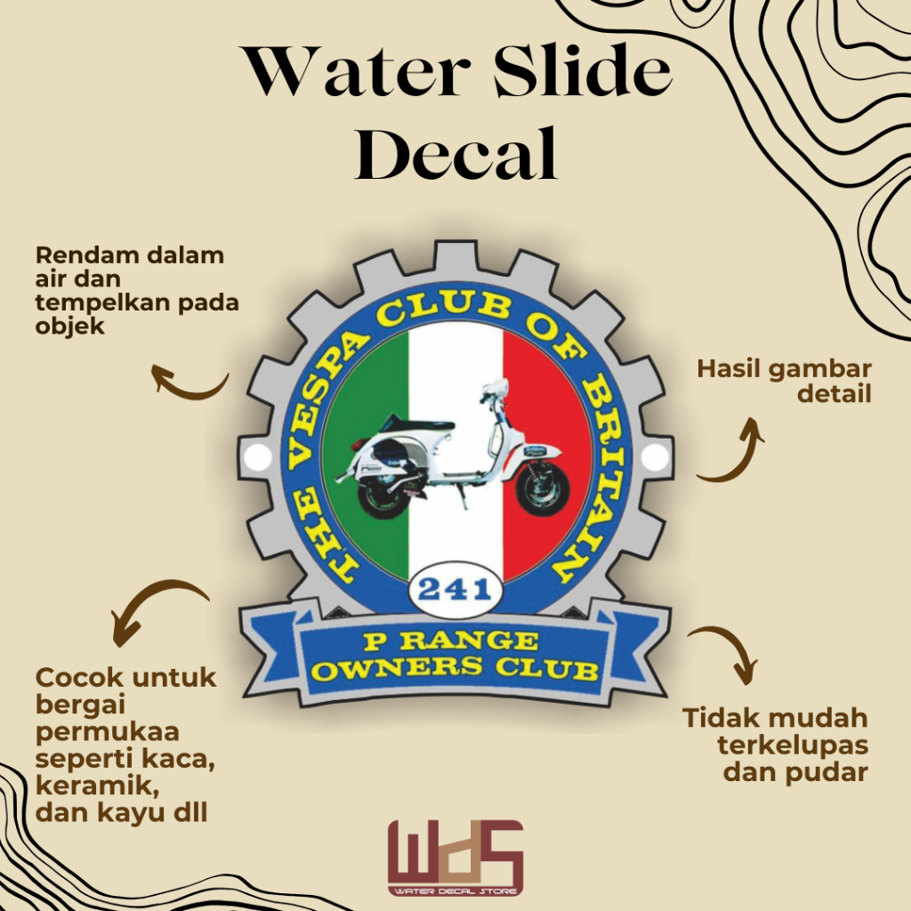 

WATER SLIDE DECAL VESPA / DECAL AIR / STIKER AIR / MERCHANDISE